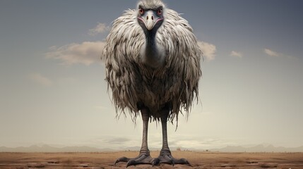  a large bird standing on top of a dirt field next to a desert.  generative ai - obrazy, fototapety, plakaty