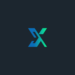 X LOGO, ELEGANT X LOGO DESIGN ISOLATED ON DARK BACKGROUND, GRADATION X