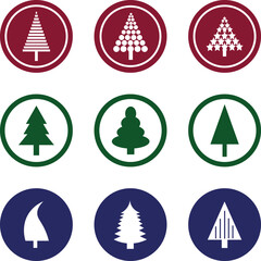 set of vector christmas tree icons