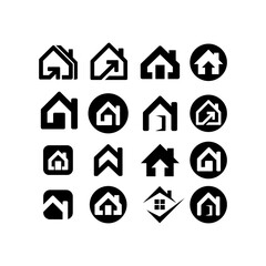 real estate house icon logo design template illustration