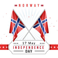 Fototapeta na wymiar Independence Day of Norway with Flag