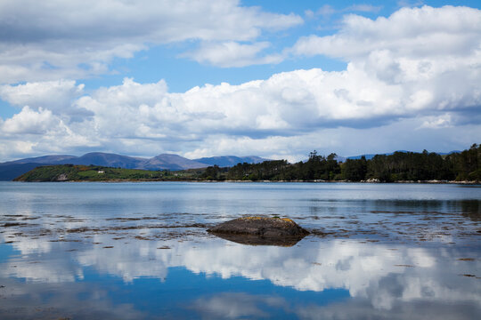 View of the landscape along the coast of kenmare bay; Lauragh, county kerry, ireland