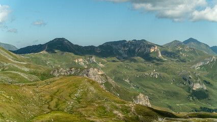 The Alps, east of the Brenner Pass, mountain scenery in Austria. 