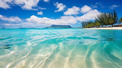Fototapeta na wymiar Tropical blue sea with white sand submerged in Hawaii