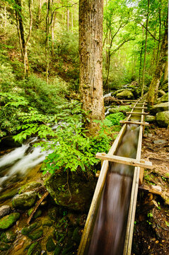 Water flume along cherokee orchard road great smoky mountains national park; Tennessee united states of america