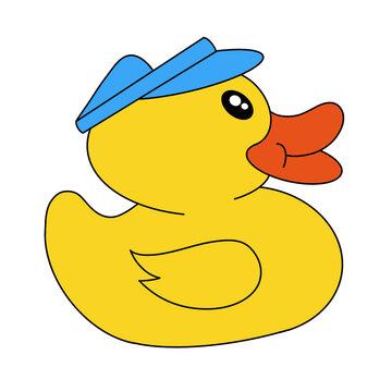 Fashionable yellow duck cartoon image wearing a gift hat colorful cute popular decorative paper pictures fashion clothes children adults men and women hand drawn seamless