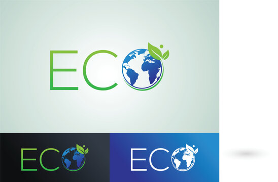 Eco world green logo design illusreation .