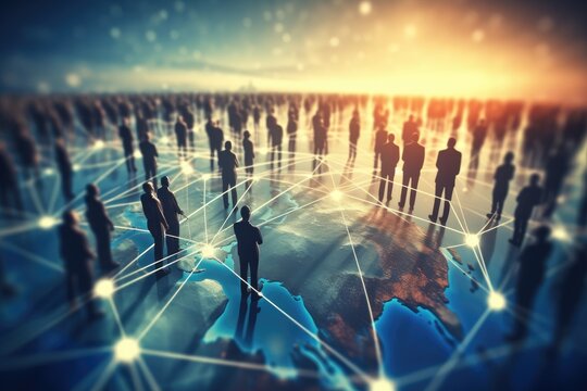 network diagram with people connected to global network concept Generative AI