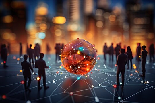 global social network with connected dots in globe Generative Ai