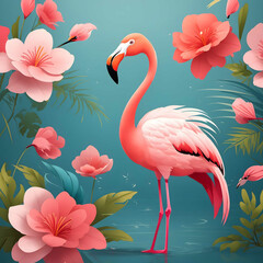 Fototapeta premium Flamingo Bird Illustration AI Generative