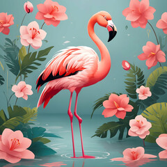 Fototapeta premium Flamingo Bird Illustration AI Generative