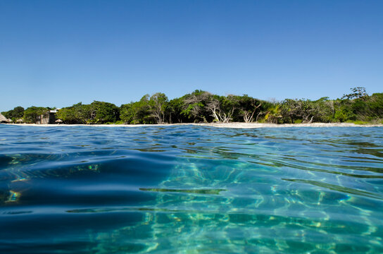 Clear Turquoise Water Off The Coast Of Utila Island; Utila, Bay Islands, Honduras
