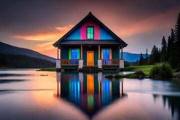 Fototapeta premium house on the lake