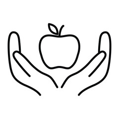 hand holding apple icon vector 