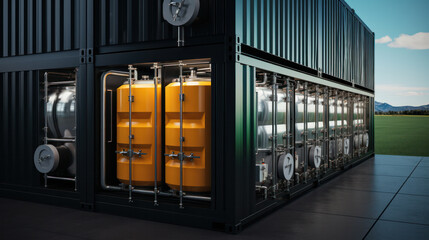 modern mobile container at a construction site. Can be used for storing fuel, gases, as mobile generator, water filtration unit etc