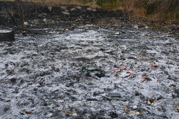 Fire fields, scorched earth, the aftermath of a meadow fire