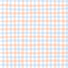 Blue Orange Gingham Check Hand Drawn Background