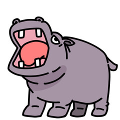 cute hippo cartoon transparent background vector illustration