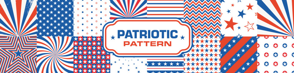 Patriotic pattern set. American patterns. 