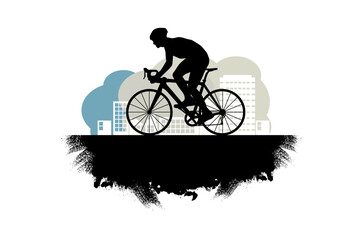 Obraz na płótnie Canvas Active man. BMX rider in abstract sport landscape background, vector.