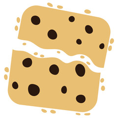 Cracked chocolate chip cookies cartoon. Vector illustration.	