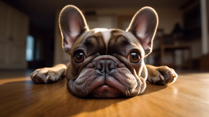 Furry Friend Up Close: French Bulldog Photography - obrazy, fototapety, plakaty