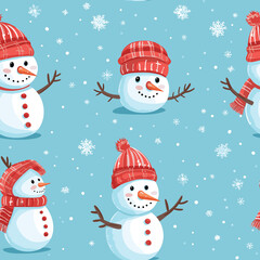 Christmas is here! Varied Pattern Snowman. Generative AI illustration.