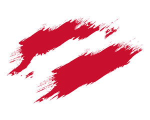 Distressed flag Austria. Austria flag with grunge texture. Independence Day. Banner, poster template. State flag Austria with coat arms. Drawn brush flag Republic Austria.