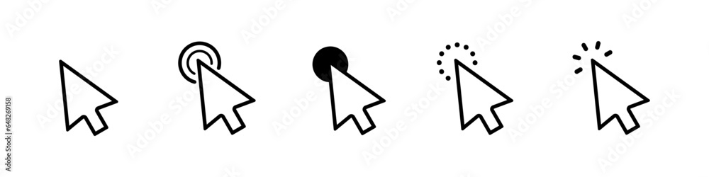Fototapete pointer cursor computer mouse icon set. mouse click cursor symbols. mouse pointer click sign. vector
