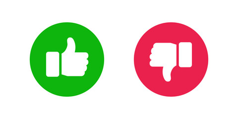 Thumb up and thumb down icon. Good and bad rating. Social media concept. Like and dislike symbols. Vector illustration.