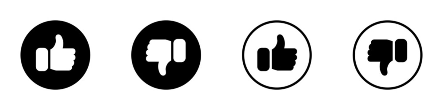 Thumb up and thumb down icon. Good and bad rating. Social media concept. Like and dislike symbols. Vector illustration.