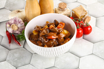 Homemade beef hungarian goulash with potato