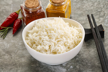 Steamed Basmati rice in the bowl