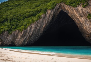 deserted island with a mysterious cave.
