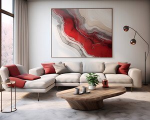 Beautiful Modern Cozy Living Room with Red Decor