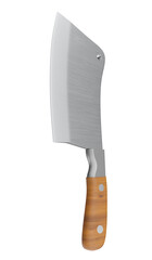Realistic butcher cleaver machete on transparent background in 3D rendering