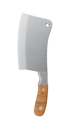 Realistic butcher cleaver machete on transparent background in 3D rendering