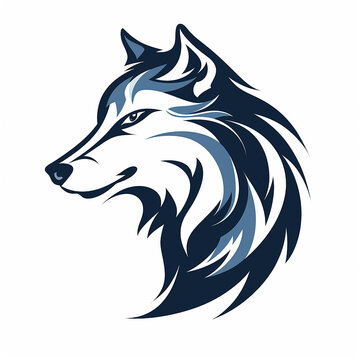 Wolf silhouette head logo design generative ai 
