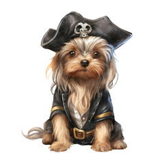 Cute Pirate Yorkshire Terrier Dog PNG