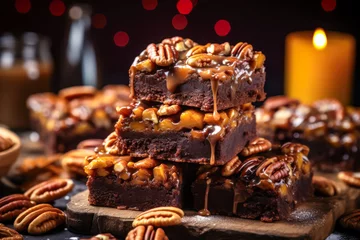  Pecan pie brownies, fall season baking, Thanksgiving dessert © Sunshower Shots