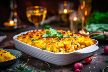 Corn casserole, fall season cooking, Thanksgiving side dish