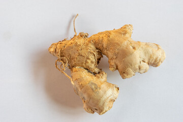ginger root on white background