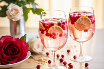 Cranberry sangria, alcoholic drink, fall season cocktail, copyspace