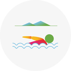 Marathon swimming competition icon. Colorful sport sign