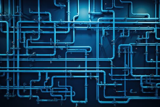 A picture of a bunch of pipes that are connected to each other. This versatile image can be used to represent interconnectedness, plumbing systems, industrial infrastructure, or engineering concepts.