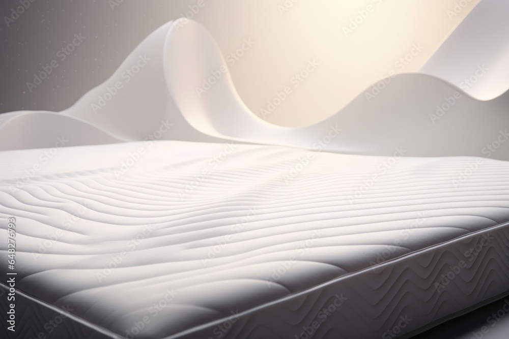 Poster a mattress placed on a table. can be used for furniture displays or creative interior design concept