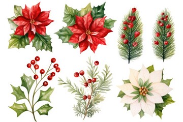 Christmas decorations on a clean white background
