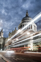 London, Light Trails at St. Paul's Cathedral