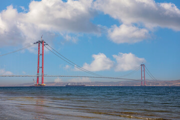 Fototapeta premium new bridge connecting two continents 1915 canakkale bridge (dardanelles bridge), Canakkale, Turkey