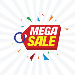 Mega Sale banner template design, special offer Vector illustration for promotion marketing, web and print design. Christmas season discount.